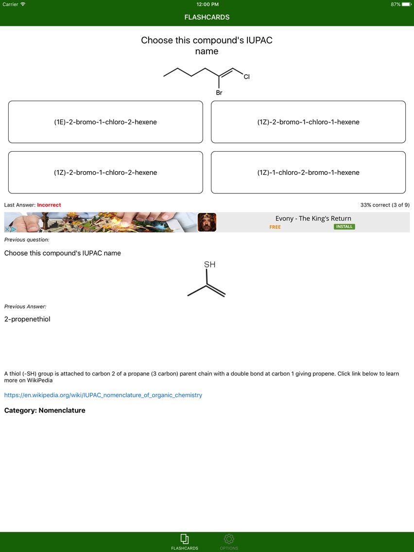 Awesome Organic Chemistry Flashcards App for iPhone Free Download