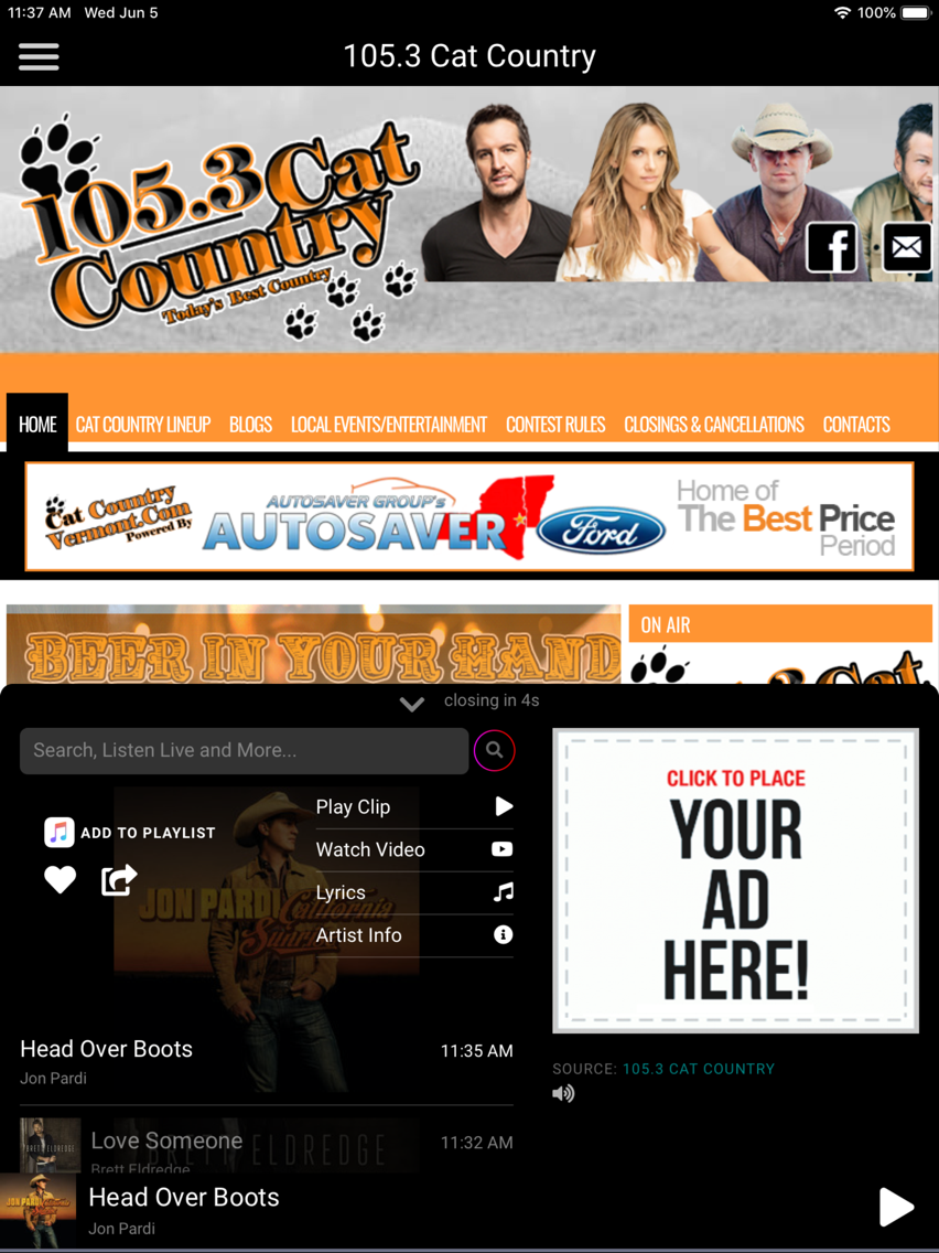 105 3 Cat Country Wjen Fm App For Iphone Free Download 105 3