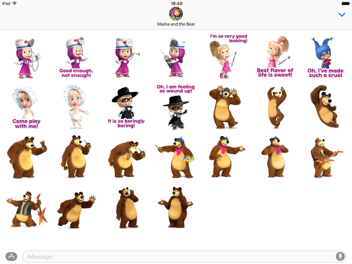  Masha  and the Bear  stickers  for iMessage App for iPhone 