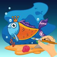 Sea Animals Coloring - All In 1 Cute Animal Draw Book, Paint And Color Pages Games For Kids