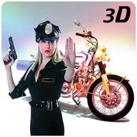 Police Bike Racing Simulator 3D – Chase & Shoot Crime Town Street Robbers Cars as an police moto driver