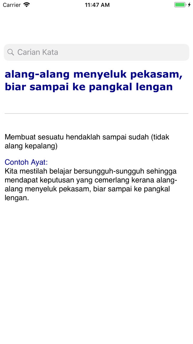 Alang Alang Menyeluk Pekasam Biar Sampai Ke Pangkal Lengan Sinonim
