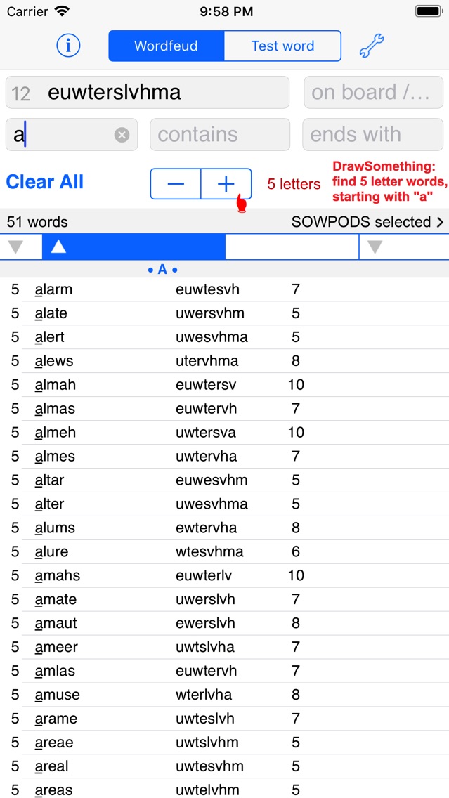 sowpods dictionary