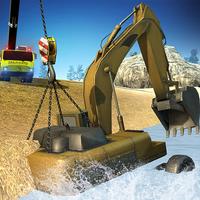 Stuck Excavator: Crane Rescue