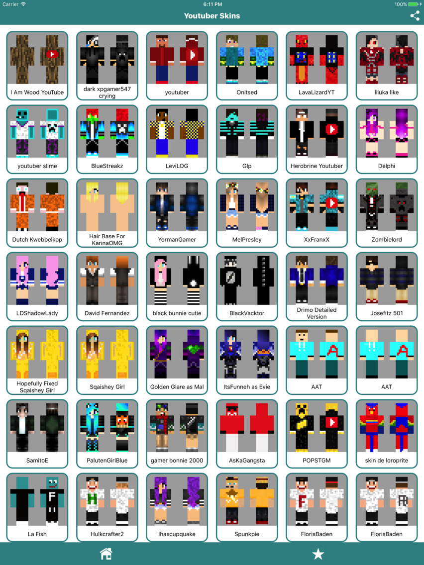 youtuber skins for minecraft app for