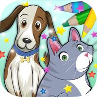 Paint pets in coloring book children