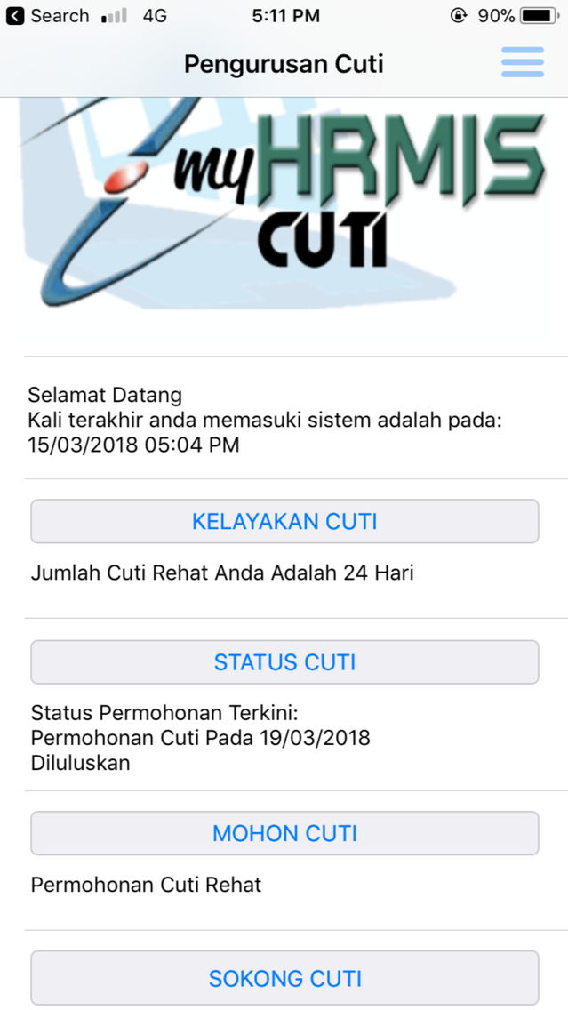 Myhrmis Cuti App For Iphone Free Download Myhrmis Cuti For Ipad Iphone At Apppure